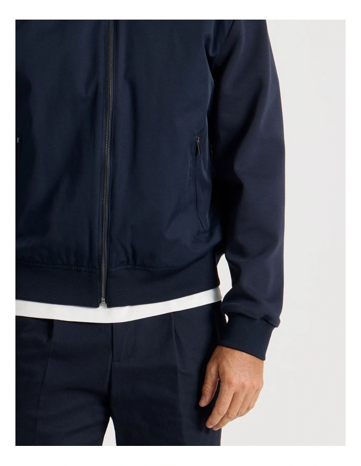 Mixed Media Bomber Jacket in Navy image 7