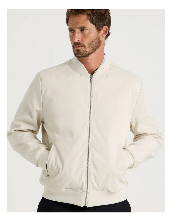 Mixed Media Bomber in Ecru image 2