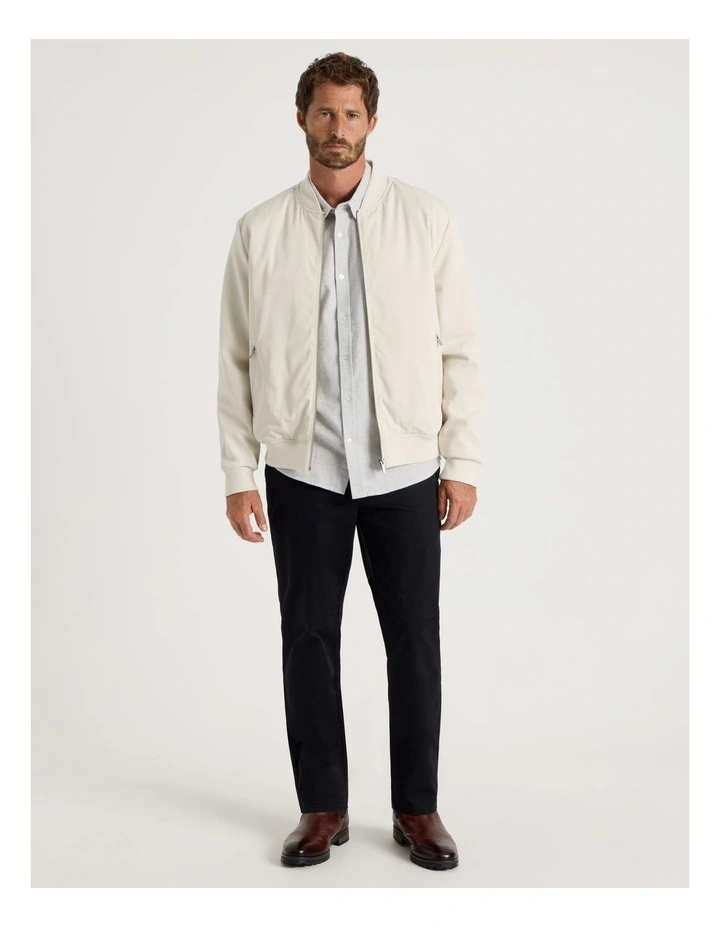 Mixed Media Bomber in Ecru image 3