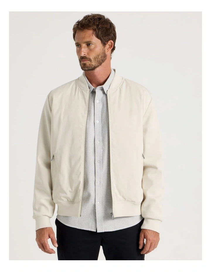 Mixed Media Bomber in Ecru image 4
