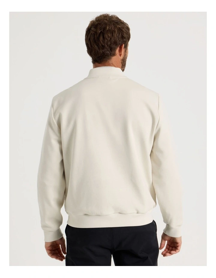 Mixed Media Bomber in Ecru image 6