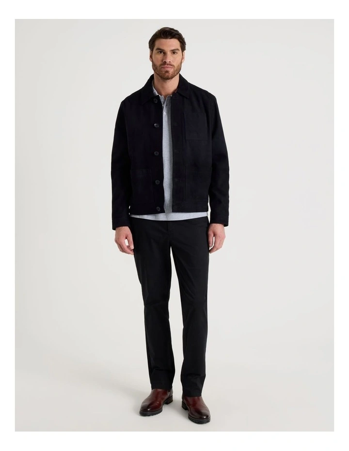 Suede Trucker Jacket in Navy image 2