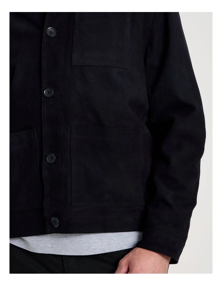 Suede Trucker Jacket in Navy image 7