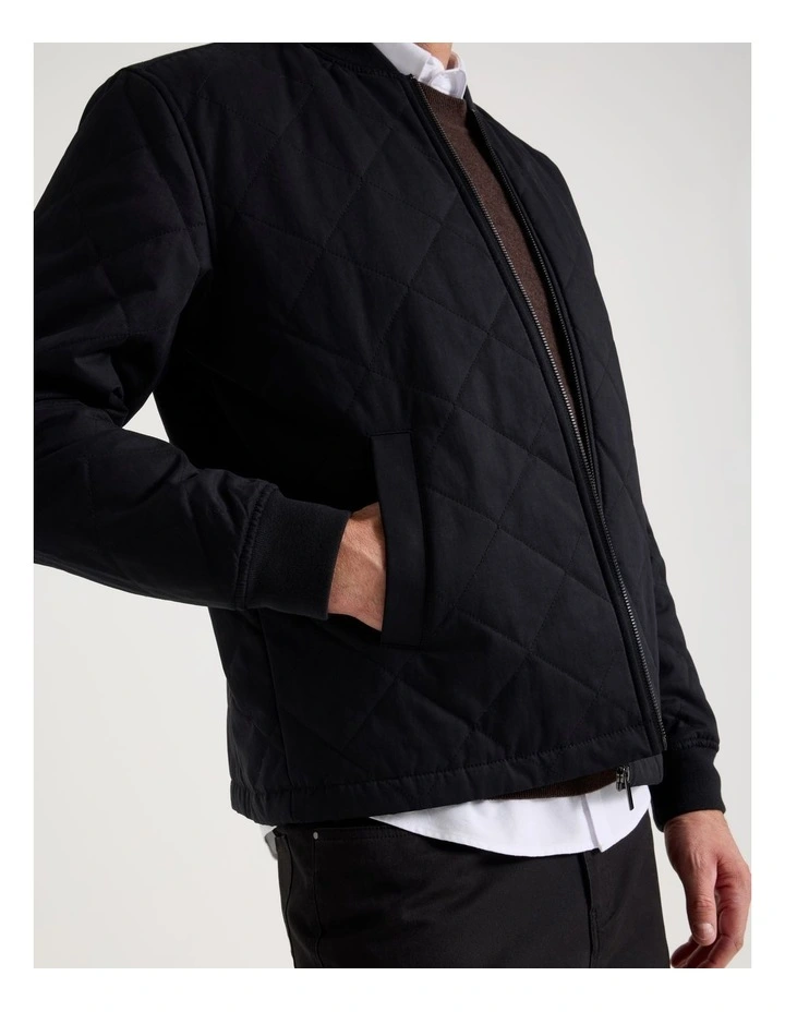 Diamond Quilt Puffer Jacket in Black image 3