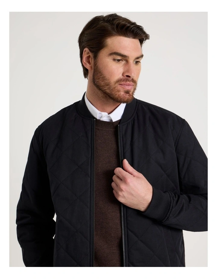 Diamond Quilt Puffer Jacket in Black image 4