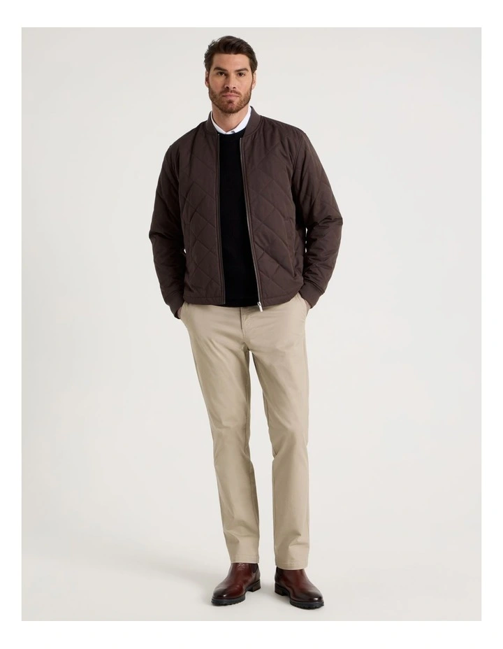 Diamond Quilt Puffer Jacket in Brown image 2