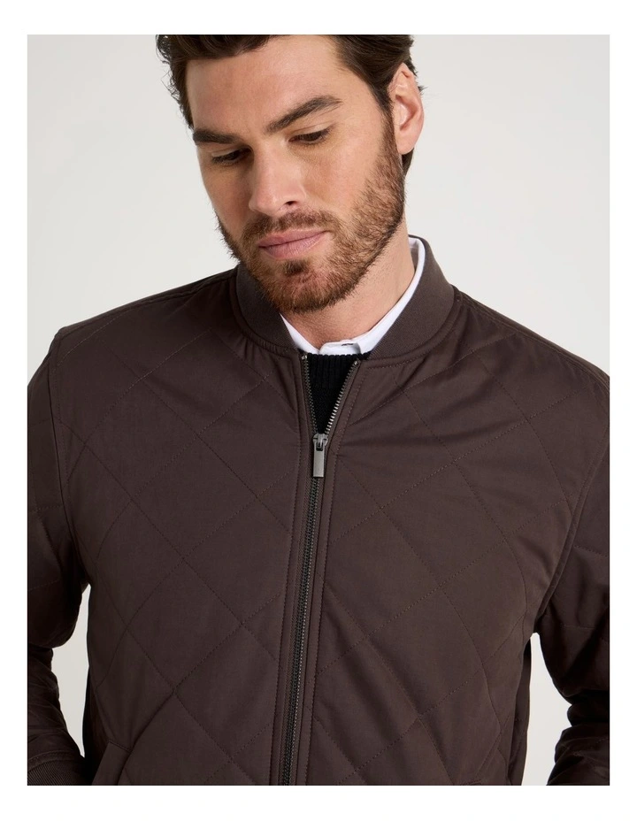 Diamond Quilt Puffer Jacket in Brown image 4