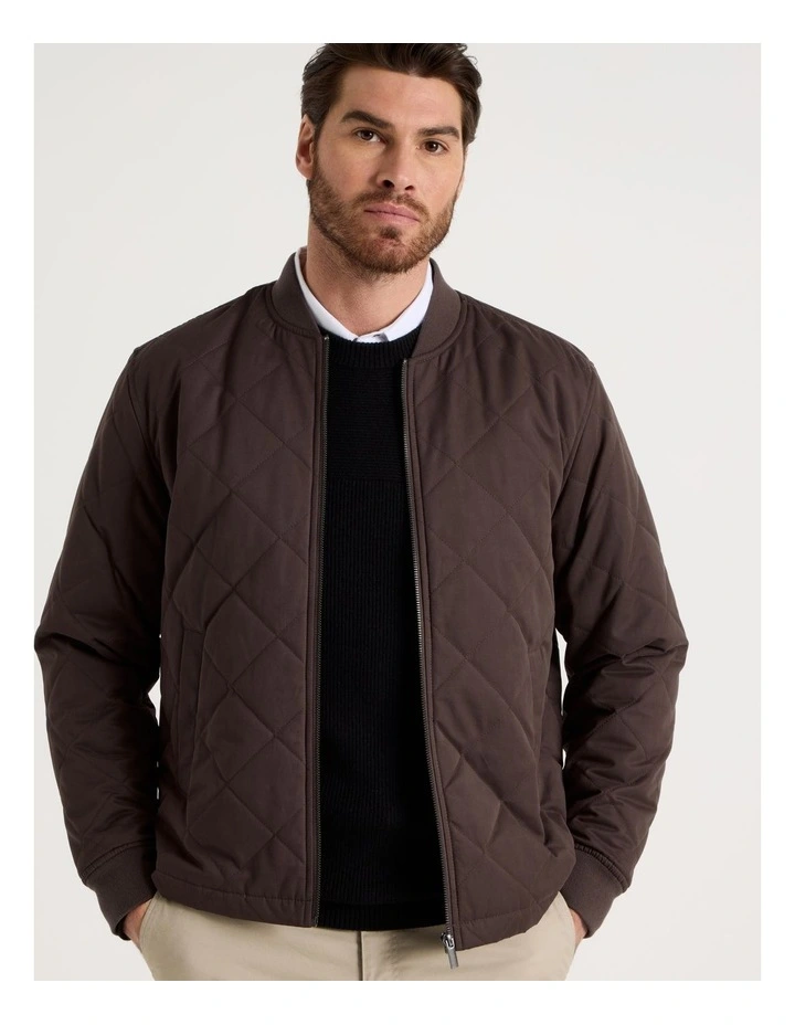 Diamond Quilt Puffer Jacket in Brown image 5