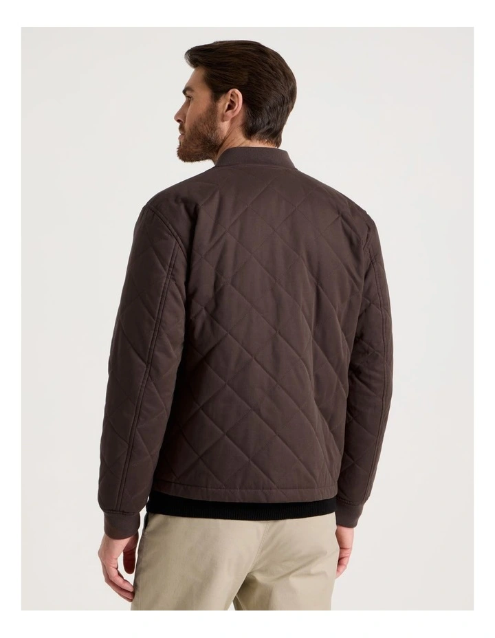 Diamond Quilt Puffer Jacket in Brown image 6