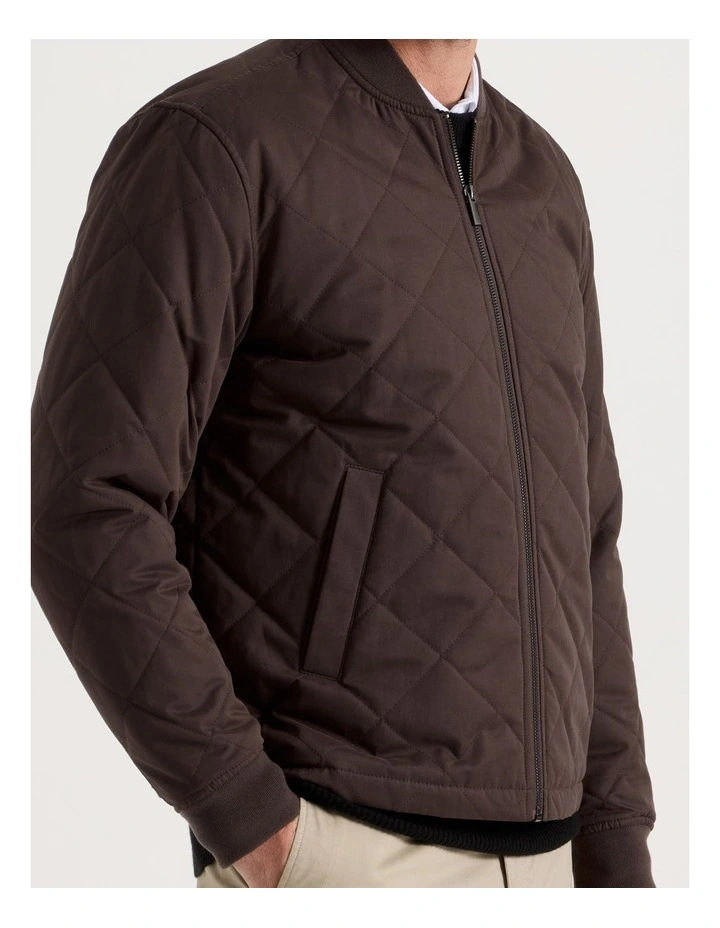 Diamond Quilt Puffer Jacket in Brown image 7