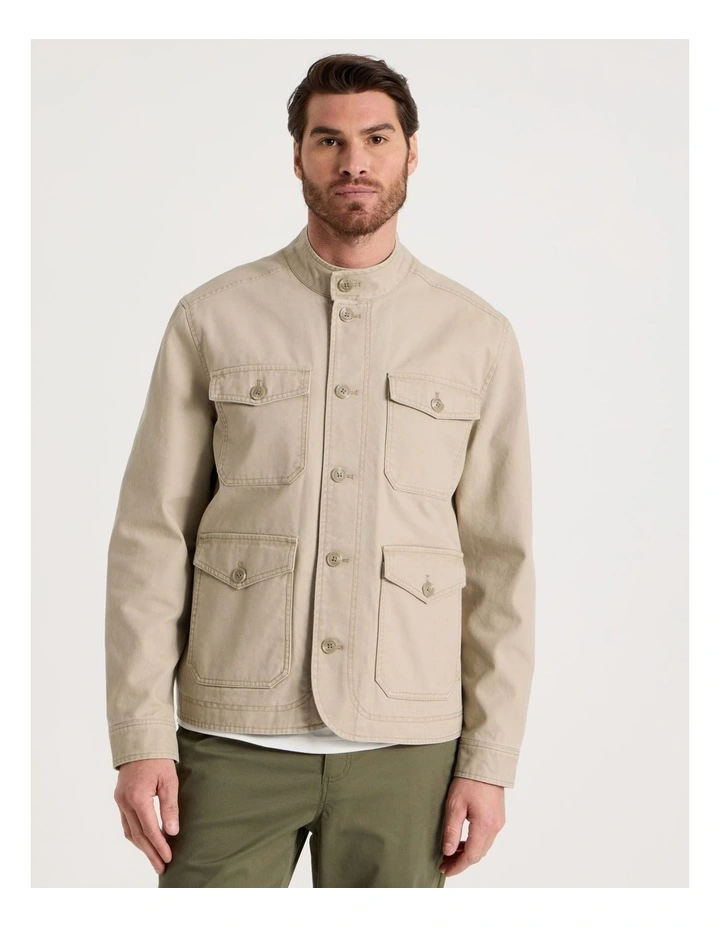 Canvas Utility Field Jacket in Sand image 5