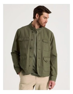 Canvas Utility Field Jacket in Olive