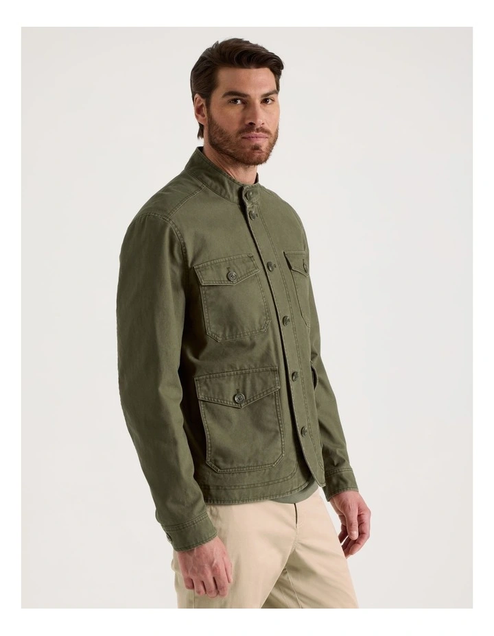 Canvas Utility Field Jacket in Olive image 4