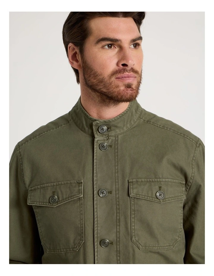 Canvas Utility Field Jacket in Olive image 5
