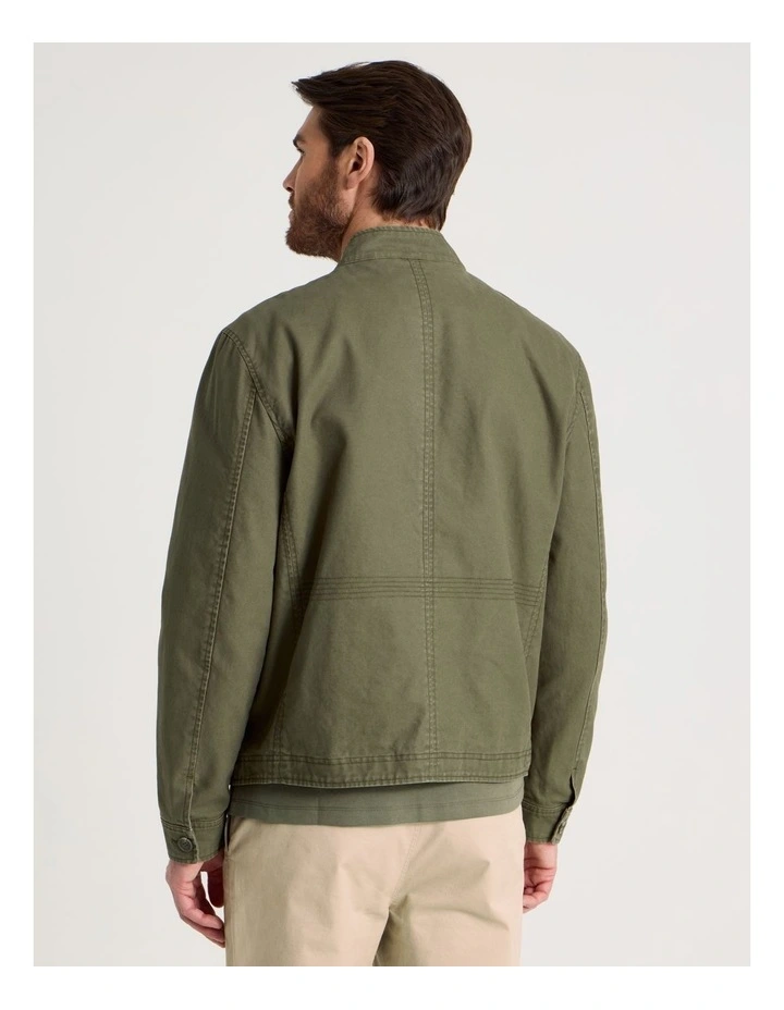Canvas Utility Field Jacket in Olive image 6