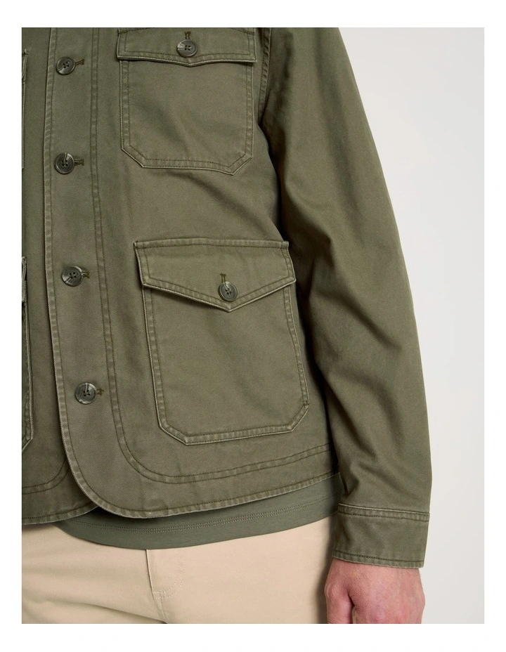 Canvas Utility Field Jacket in Olive image 7