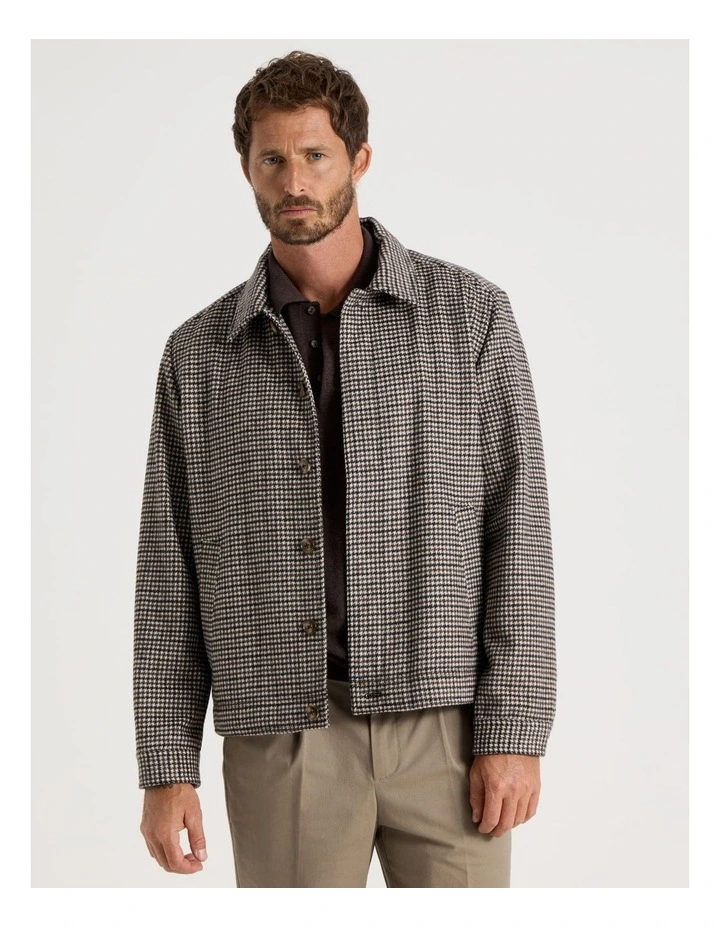 Check Felt Jacket in Brown image 1