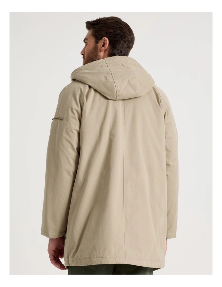Hooded Parka Coat in Sand image 6