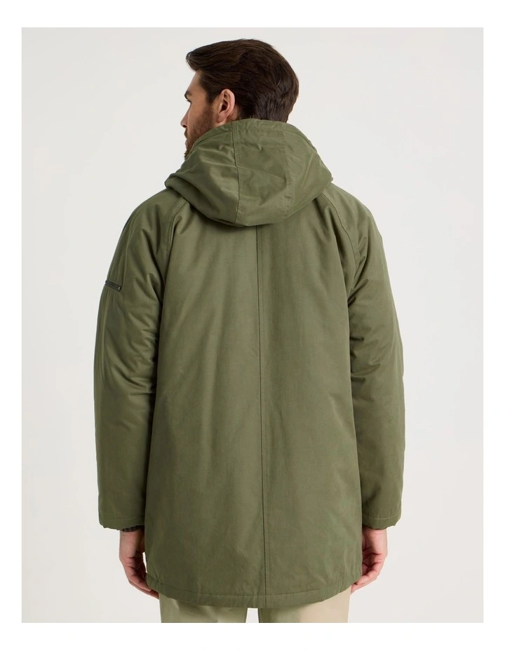 Hooded Parka Coat in Olive image 6
