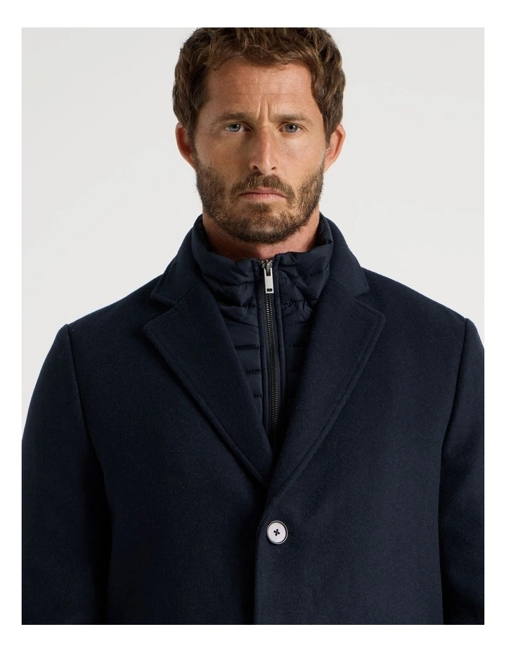 Blazer Coat With Puffer Collar in Navy image 5