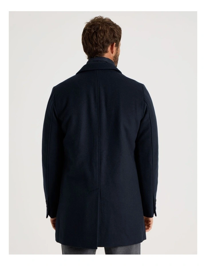 Blazer Coat With Puffer Collar in Navy image 6