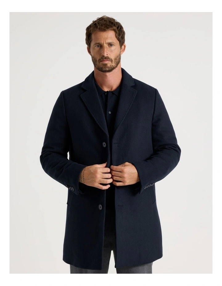 Blazer Coat With Puffer Collar in Navy image 7