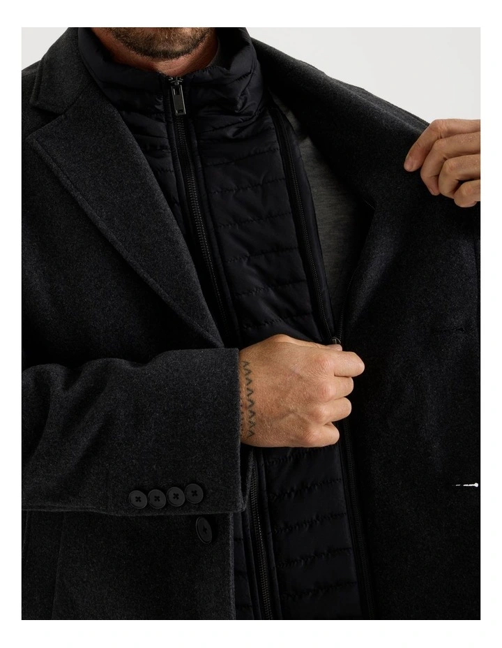 Blazer Coat With Puffer Collar in Charcoal image 5