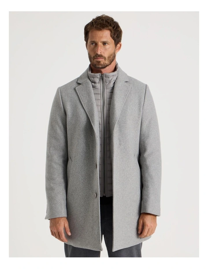 Blazer Coat With Puffer Collar in Grey Marle image 1