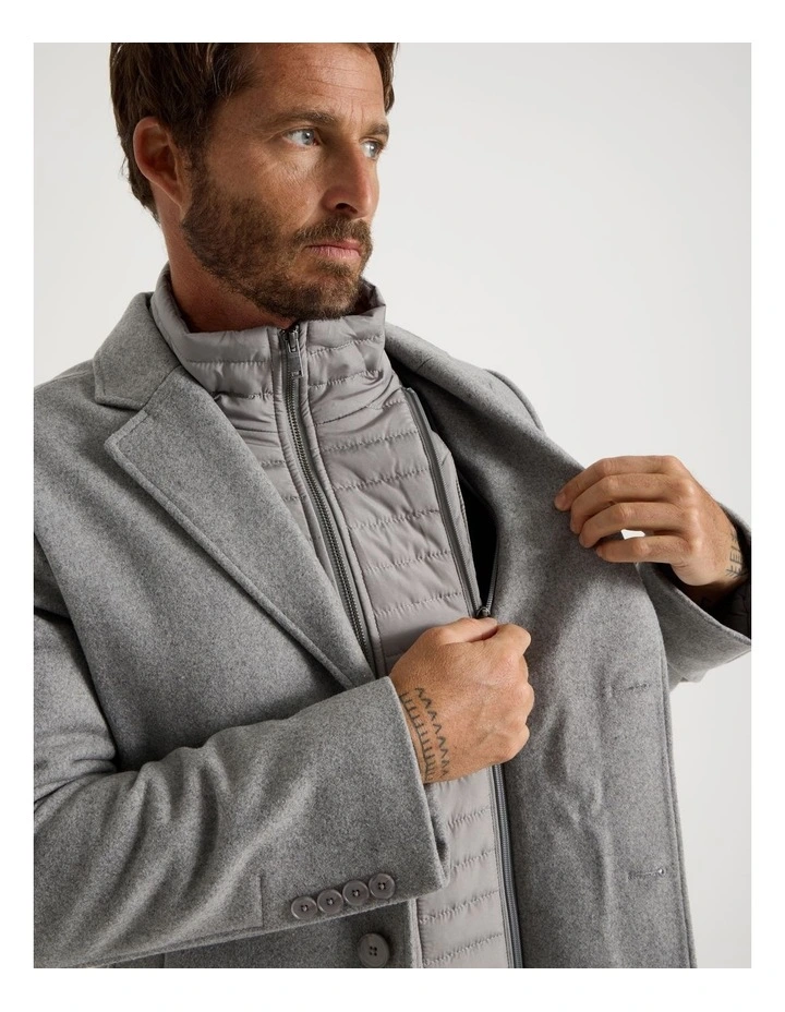 Blazer Coat With Puffer Collar in Grey Marle image 2