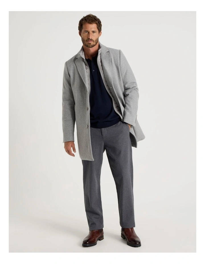 Blazer Coat With Puffer Collar in Grey Marle image 4