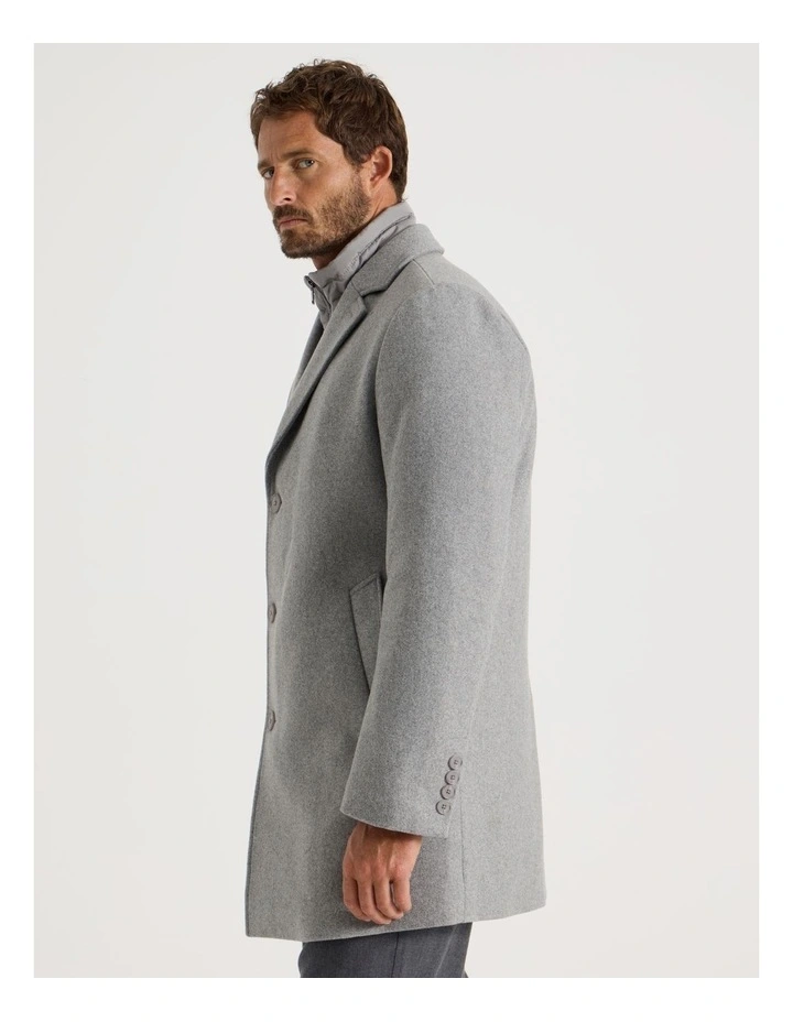 Blazer Coat With Puffer Collar in Grey Marle image 5