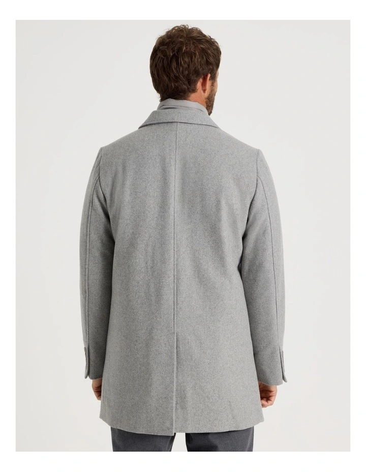 Blazer Coat With Puffer Collar in Grey Marle image 6