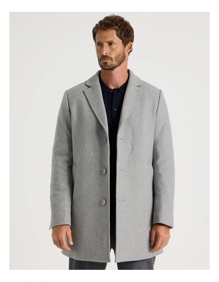 Blazer Coat With Puffer Collar in Grey Marle image 7