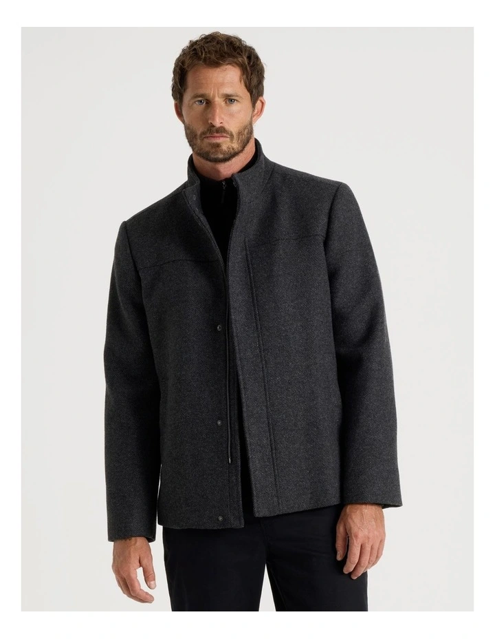 Wool Blend Felt Jacket in Charcoal image 1