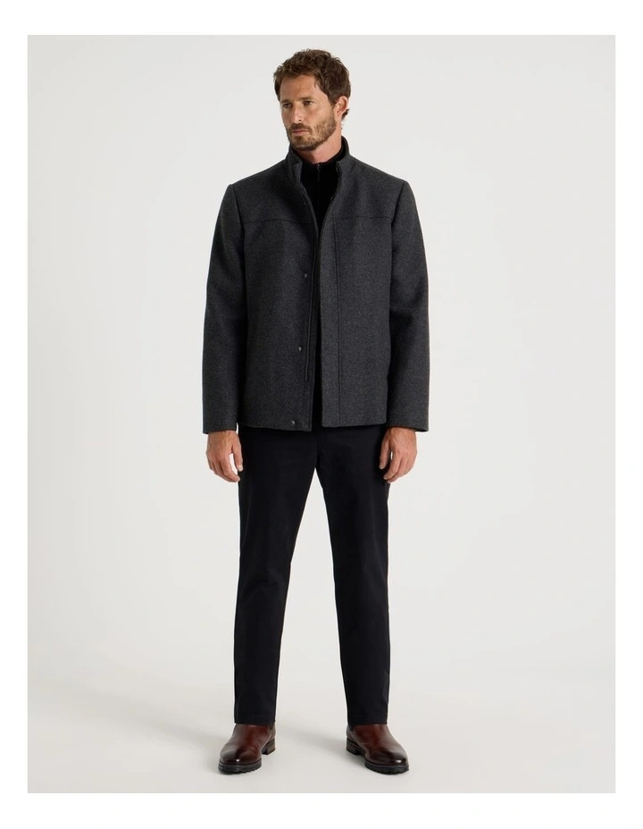 Wool Blend Felt Jacket in Charcoal image 3