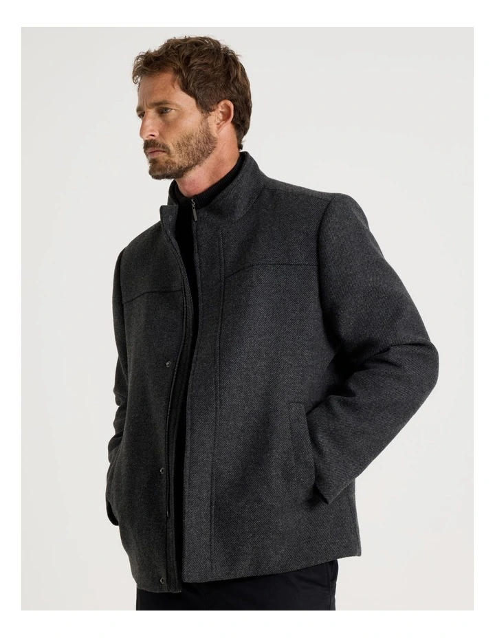 Wool Blend Felt Jacket in Charcoal image 4