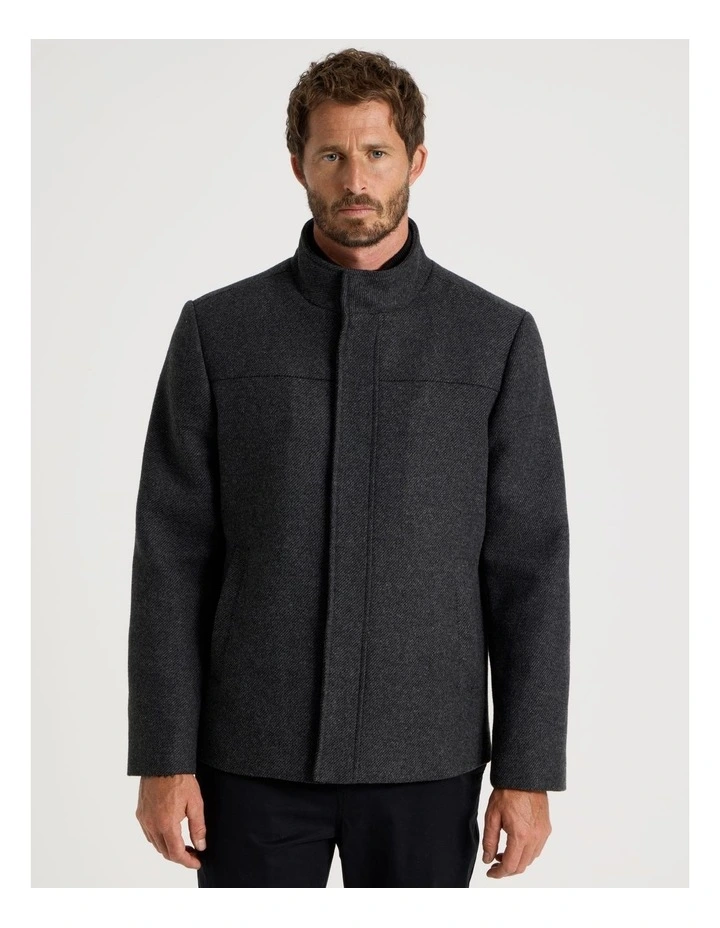 Wool Blend Felt Jacket in Charcoal image 5