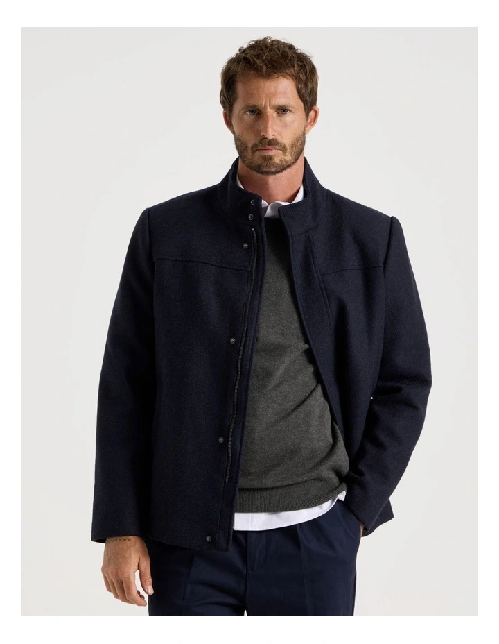 Wool Blend Felt Jacket in Navy image 1