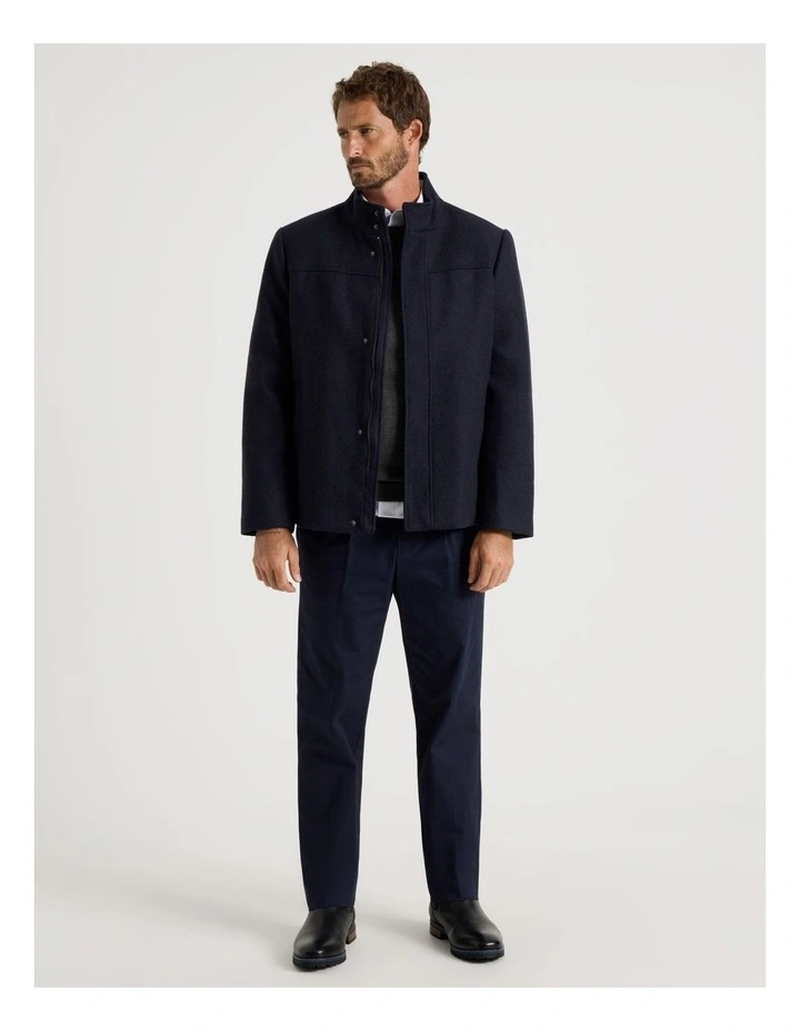 Wool Blend Felt Jacket in Navy image 2