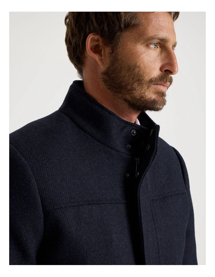 Wool Blend Felt Jacket in Navy image 3