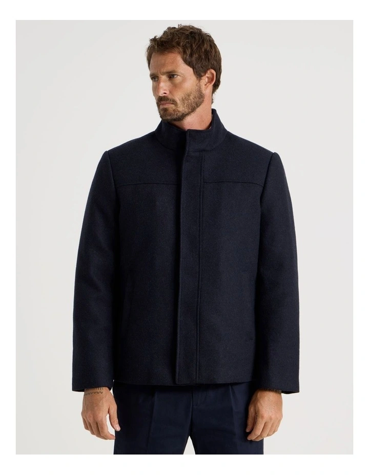 Wool Blend Felt Jacket in Navy image 4