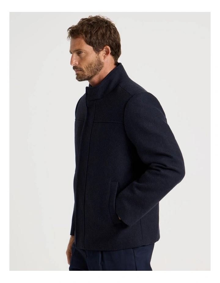 Wool Blend Felt Jacket in Navy image 5