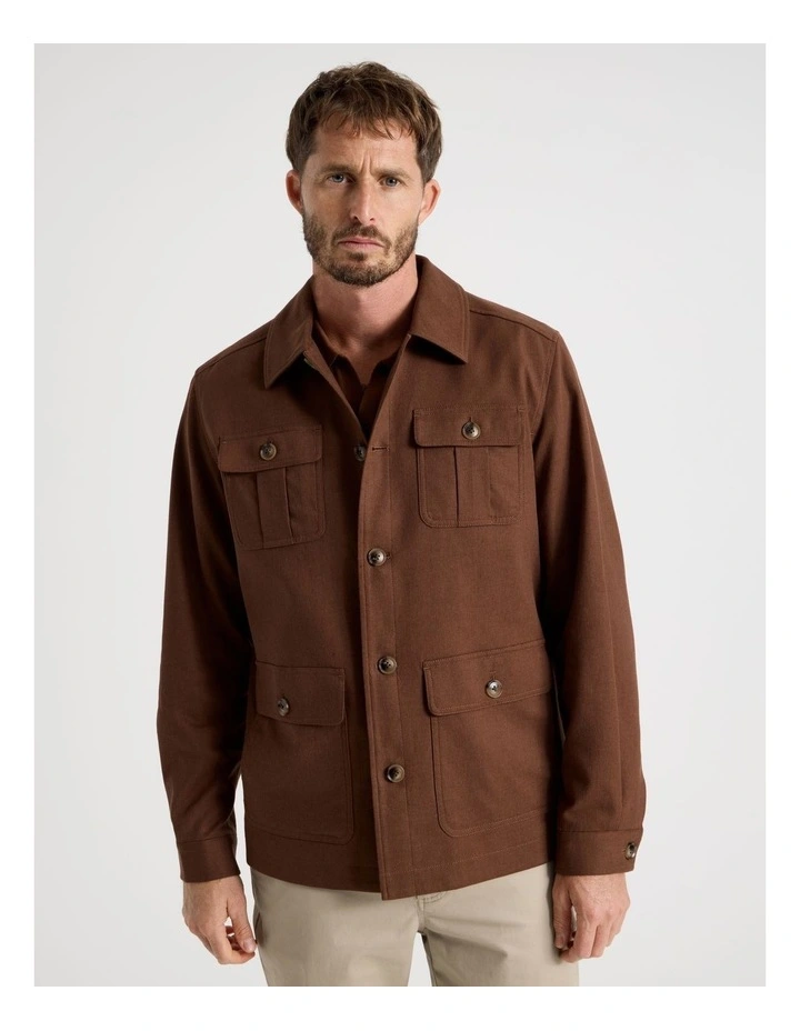 Safari Style Jacket in Brown image 3