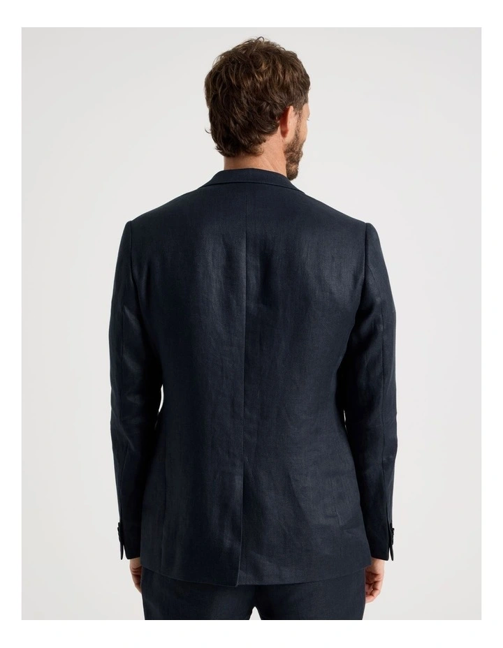 Single Breasted Linen Blazer in Navy image 6