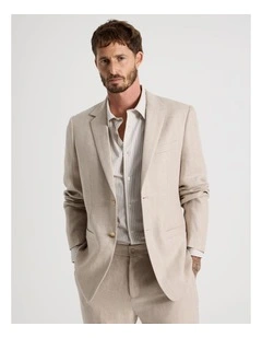 Single Breasted Linen Blazer in Stone