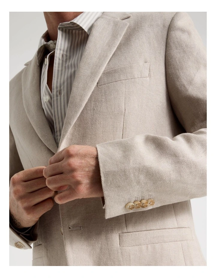 Single Breasted Linen Blazer in Stone image 5
