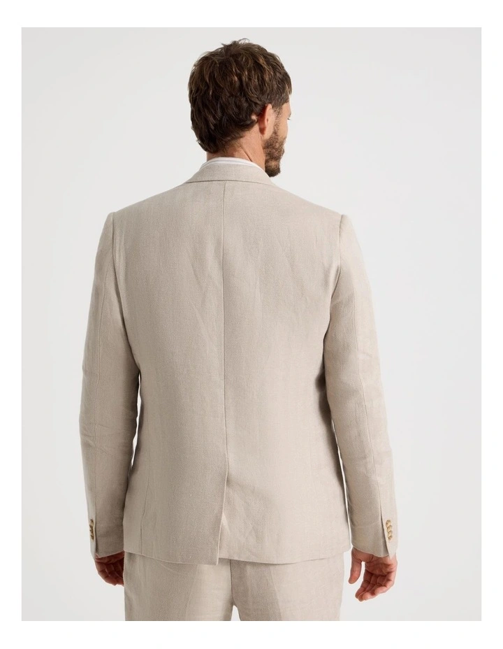 Single Breasted Linen Blazer in Stone image 6