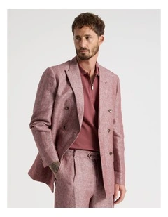 Double Breasted Linen Blazer in Rust