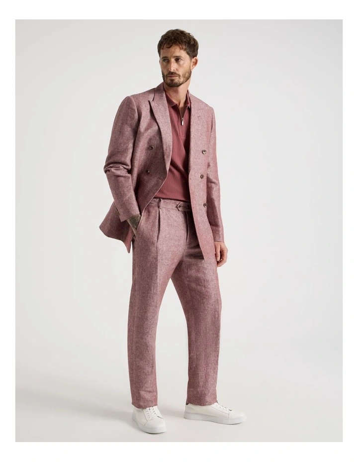 Double Breasted Linen Blazer in Rust image 4
