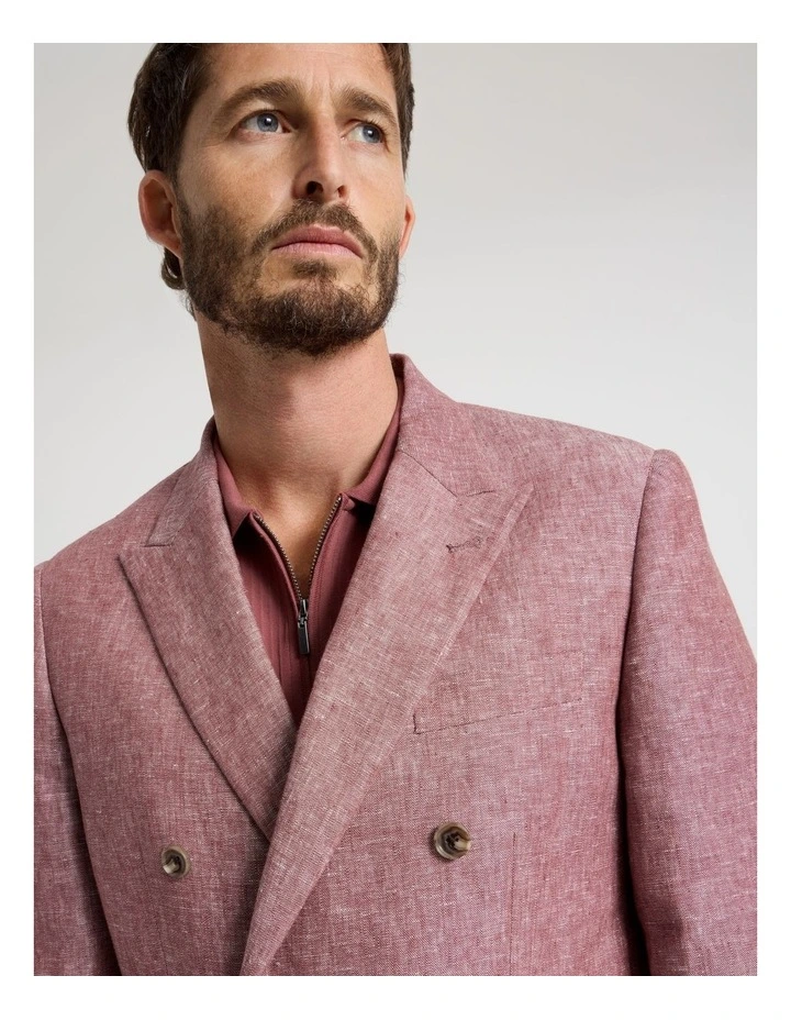 Double Breasted Linen Blazer in Rust image 7
